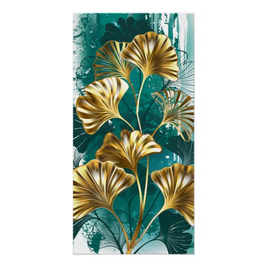 Bijkantoor met Golden Leaves Ginko Biloba Perfect Poster (Voorkant)