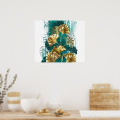 Bijkantoor met Golden Leaves Ginko Biloba Poster (Keuken)