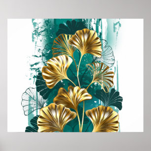Bijkantoor met Golden Leaves Ginko Biloba Poster