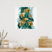 Bijkantoor met Golden Leaves Ginko Biloba Poster (Keuken)