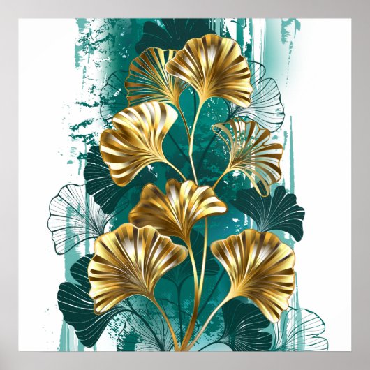 Bijkantoor met Golden Leaves Ginko Biloba Poster (Voorkant)