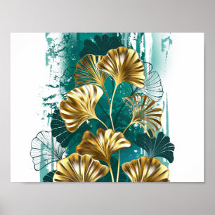 Bijkantoor met Golden Leaves Ginko Biloba Poster