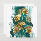 Bijkantoor met Golden Leaves Ginko Biloba Save The Date (Voorkant / Achterkant)