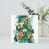 Bijkantoor met Golden Leaves Ginko Biloba Save The Date (Staand voorkant)