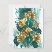 Bijkantoor met Golden Leaves Ginko Biloba Save The Date (Voorkant)