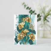 Bijkantoor met Golden Leaves Ginko Biloba Save The Date (Staand voorkant)