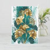 Bijkantoor met Golden Leaves Ginko Biloba Save The Date (Staand voorkant)