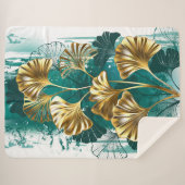 Bijkantoor met Golden Leaves Ginko Biloba Sherpa Deken (Voorkant (horizontaal))