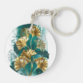 Bijkantoor met Golden Leaves Ginko Biloba Sleutelhanger (Achterkant)