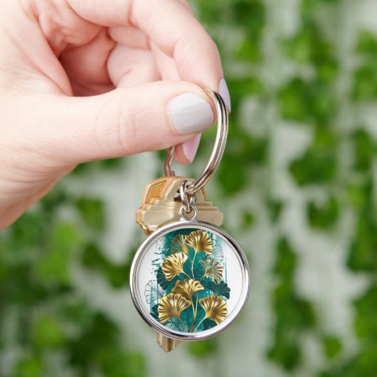 Bijkantoor met Golden Leaves Ginko Biloba Sleutelhanger (Hand)
