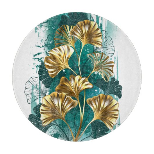 Bijkantoor met Golden Leaves Ginko Biloba Snijplank (Voorkant)