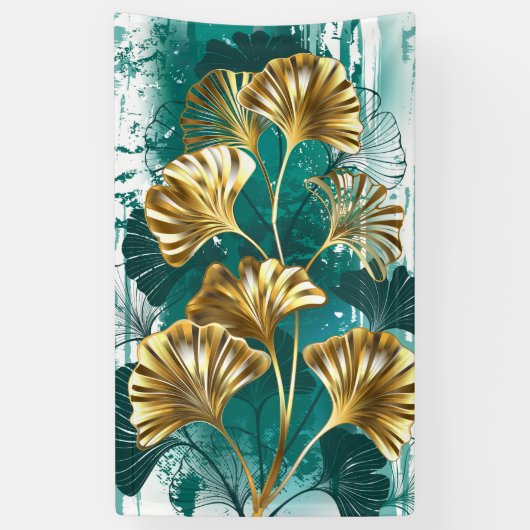 Bijkantoor met Golden Leaves Ginko Biloba Spandoek (Verticaal)