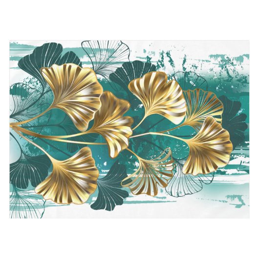 Bijkantoor met Golden Leaves Ginko Biloba Tafelkleed (Voorkant (Horizontaal))