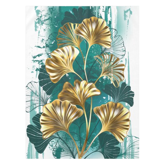 Bijkantoor met Golden Leaves Ginko Biloba Tafelkleed (Voorkant)