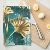 Bijkantoor met Golden Leaves Ginko Biloba Theedoek (Quarter Fold)