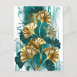 Bijkantoor met Golden Leaves Ginko Biloba Uitnodiging Briefkaart