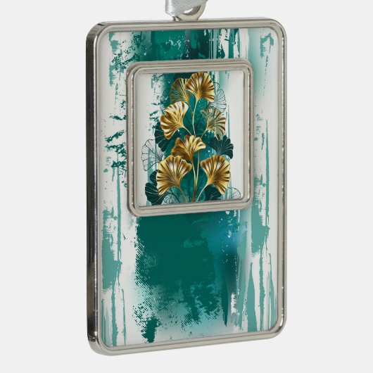 Bijkantoor met Golden Leaves Ginko Biloba Verzilverd Omlijst Ornament (Rechts)