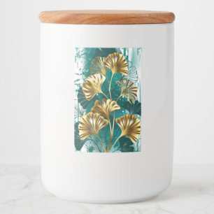 Bijkantoor met Golden Leaves Ginko Biloba Voedselcontainer Etiket