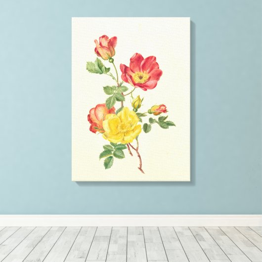 Bijkantoor van wilde rozen, Antoinette Luden Canvas Afdruk (Insitu (Houten vloer))