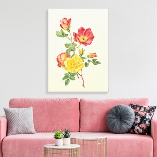 Bijkantoor van wilde rozen, Antoinette Luden Canvas Afdruk (Insitu (Woonkamer))