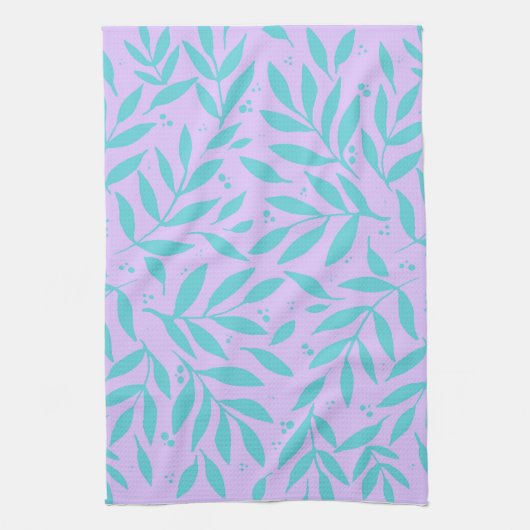  bijkantoren - turquoise en violet - tienen theedoek (Verticaal)