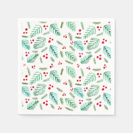 Bijkantoren van kerstbomen en bessen - rood en gro servet