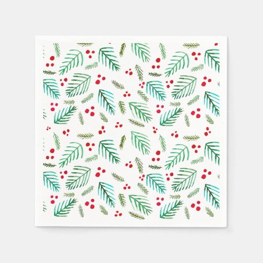 Bijkantoren van kerstbomen en bessen - rood en gro servet (Voorkant)