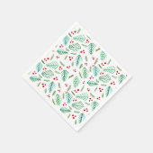 Bijkantoren van kerstbomen en bessen - rood en gro servet (Hoek)