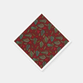 Bijkantoren van kerstbomen en bessen - rood en gro servet (Hoek)