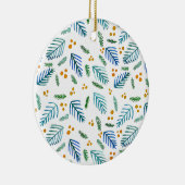 Bijkantoren van kerstbomen en bessen - turquoise keramisch ornament (Rechts)