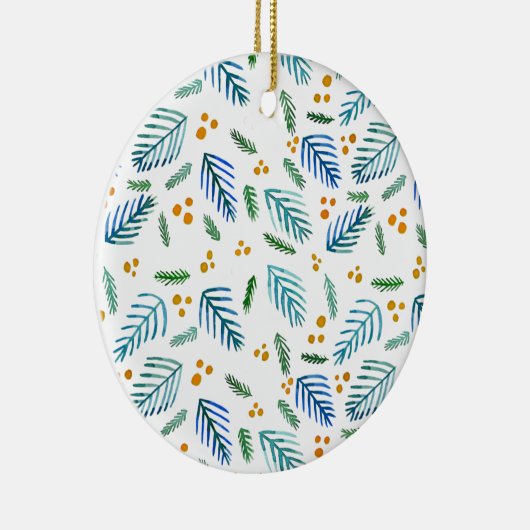 Bijkantoren van kerstbomen en bessen - turquoise keramisch ornament (Rechts)