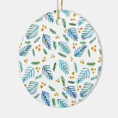 Bijkantoren van kerstbomen en bessen - turquoise keramisch ornament (Links)