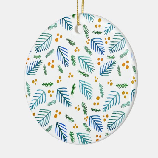 Bijkantoren van kerstbomen en bessen - turquoise keramisch ornament (Links)