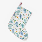 Bijkantoren van kerstbomen en bessen - turquoise kleine kerstsok (Voorkant (Hangend))