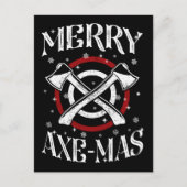 Bijl Bijl Werpen Houthakker Prettig Bijl-feest Feestdagenkaart (Voorkant)