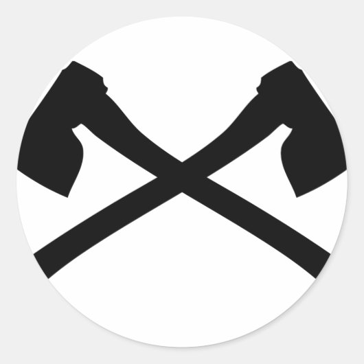 bijl gekruist pictogram ronde sticker (Voorkant)