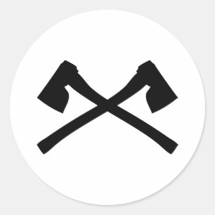 bijl gekruist pictogram ronde sticker