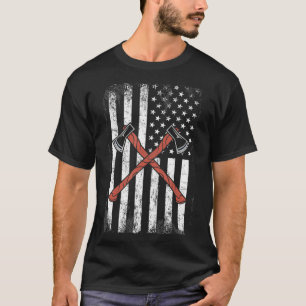  bijl gooien benauwde Amerikaanse vlag T-shirt