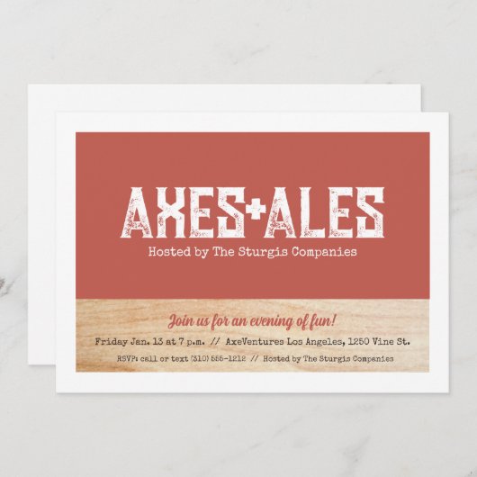 Bijl Uitnodiging voor werpfeest (Voorkant / Achterkant)