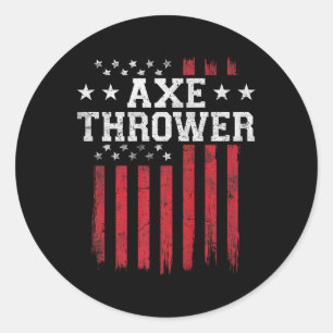 Bijl Werper Trots Amerikaanse Vlag USA Patriot Pat Ronde Sticker