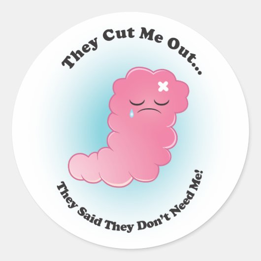 Bijlage toevoegen: "Ze hebben me eruit geknipt..." Ronde Sticker (Voorkant)