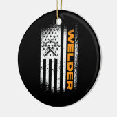 Bijllen van Amerikaanse vlag en Amerikaanse patrio Keramisch Ornament (Links)