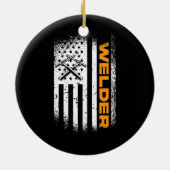 Bijllen van Amerikaanse vlag en Amerikaanse patrio Keramisch Ornament (Achterkant)