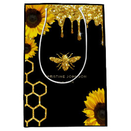 bijlogo en zonnebloemen medium cadeauzakje