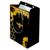 bijlogo en zonnebloemen medium cadeauzakje (Achterkant Gekanteld)