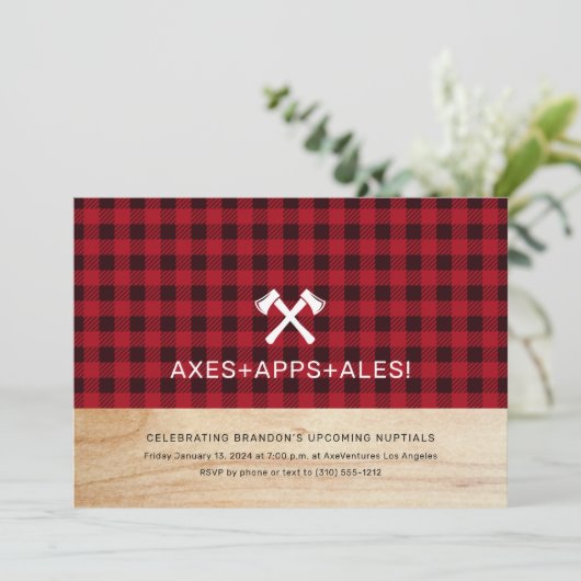 Bijlwerpen Buffalo Plaid Feest Uitnodiging (Staand voorkant)