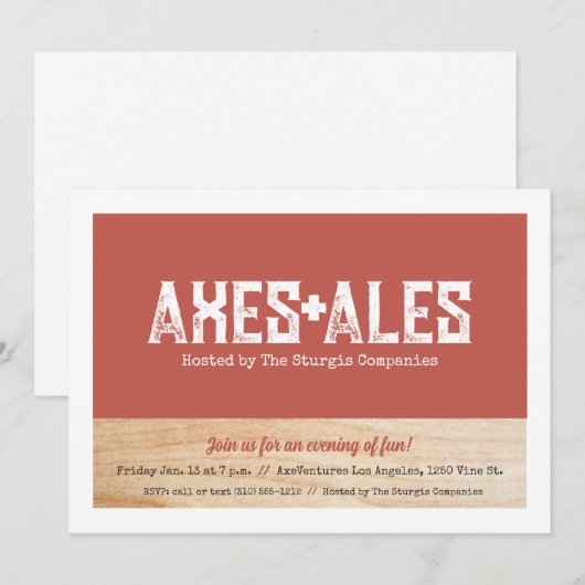 Bijlwerpen Feest Uitnodiging (Voorkant / Achterkant)