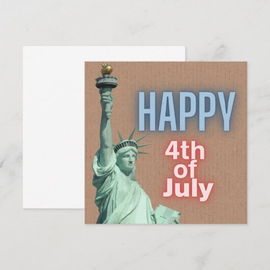 Bijna 4 juli Vrijheidsstandbeeld vlakke Kaart (Voorkant / Achterkant)
