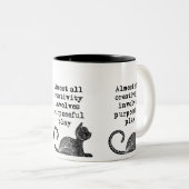 Bijna alle creativiteit impliceert doelgericht spe tweekleurige koffiemok (Voorkant rechts)