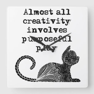 Bijna alle creativiteit impliceert doelgericht spe vierkante klok